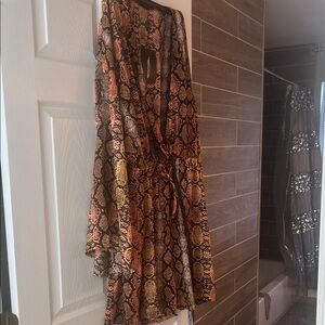 Snake Print Wrap Dress